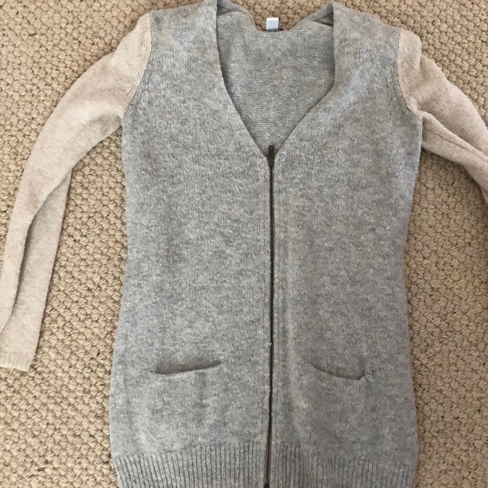 Grey and tan cardigan